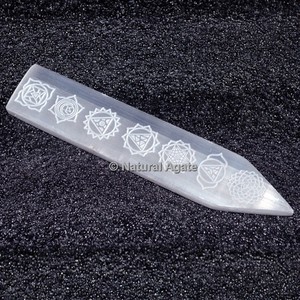 Tree of Life Engraved Selenite Palm Stone Wholesale Natural <b>Craft</b> Gemstone Folk Art Feng Shui Chakra Healing Wands for Gift - Product Image 4