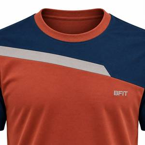 T-shirt à manches courtes pour homme, col rond, design sportif à blocs de couleur, coupe classique, séchage rapide - Product Image 2