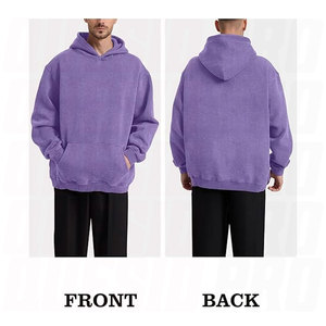 เสื้อฮู้ดดี้ทรงโอเวอร์ไซส์สไตล์วินเทจ ล้างสีแบบแอซิดวอช สำหรับผู้ชายและคู่รัก เสื้อสเวตเชิ้ตเนื้อหนา ผ้าฝ้ายฟลีซนุ่ม - Product Image 4
