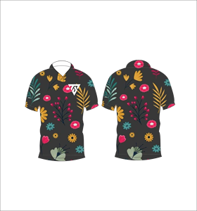 Polo con estampado floral negro carbón para hombre, camisa de golf informal de manga corta para verano - Product Image 3