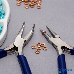 Bent Chain Nose Pliers Stainless Steel for Jewelry Making Crafting Repair-Professional <b>Precision</b> <b>Tool</b> with Blue Handle - Product Image 6
