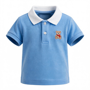 Polo de Manga Corta para Niña, Cuello Blanco, Estilo Casual, 100% Algodón, Secado Rápido, Transpirable, Exportación de BD - Product Image 1