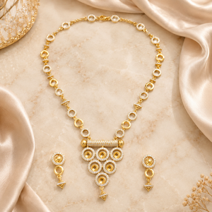 Ensemble de collier en or 14 carats avec diamants, haute brillance, pour femmes, bijoux de luxe pour mariage et fêtes, fabricant en Inde - Product Image 1