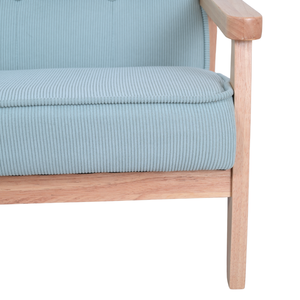 Canapé deux places pour enfants, design scandinave, avec dossier à coussin moelleux, accoudoirs en bois massif, motif lin et revêtement PVC, pour le repos et les repas des enfants - Product Image 5