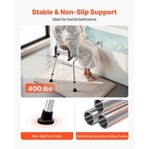 Chaise de douche coulissante pivotante 400 lb avec siège pivotant, banc de transfert pour baignoire, accoudoirs pivotants et dossier réglable pour utilisateurs de baignoire - Product Image 6