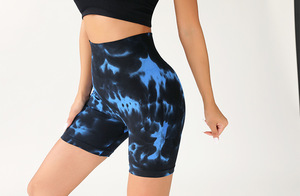 Fitness Gym Shorts <b>Seamless</b> Summer Pants High Waist <b>Leggings</b> Sportswear Sport Short Tie Dye Yoga Shorts for Women - Product Image 6