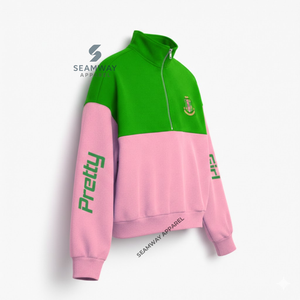 Sudadera con cremallera corta Alpha Kapa Alpha para mujer, jersey casual con cuello simulado y cremallera, suéter con cuello alto y cremallera. - Product Image 3