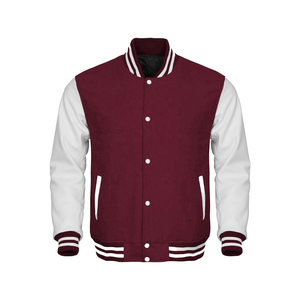 Veste universitaire blanche pour homme de qualité supérieure, avec garniture noire et fermeture à boutons, décontractée, respirante, pour l'automne, vente en gros - Product Image 5