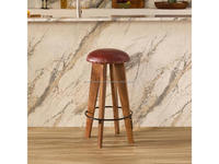 Tabouret de bar en bois avec coussin en cuir et repose-pieds, design industriel moderne, pliable, idéal pour appartement, chaise haute avec structure en bois massif