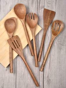6 Piece Natural Acacia Wooden Cooking Utensil Set Non Stick Heat Resistant Wooden Spoons for Cooking - Product Image 2