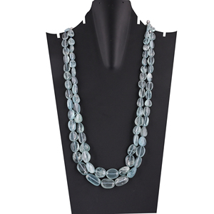Collier classique en aquamarine naturelle à double rangée, bijoux de mode unisexe - Product Image 3