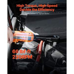 Ensemble de clés à cliquet électriques sans fil alimentées par batterie 2 x 2,0 Ah, entraînement de 3/8 pouce, 230 tr/min, couple de 66 lb-pi, chargeur sans fil, douilles, adaptateurs - Product Image 2