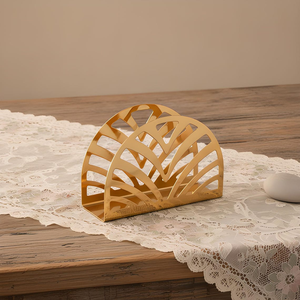 Porte-serviettes en métal doré, distributeur de serviettes en papier moderne, support élégant pour serviettes de table, décoration de table pour restaurant, café, hôtel, maison - Product Image 4