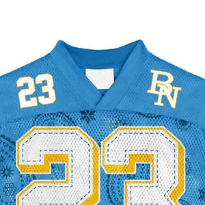 Premium Quality Lavish Look Mesh American <b>Football</b> Jersey V Neck Short Sleeve Breathable Polyester Adult Regular Fit Solid 220 - Product Image 2