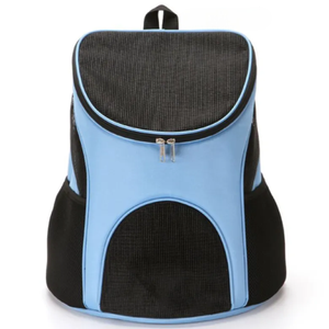 Blue Nylon Pet <b>Backpack</b> Carrier With Mesh Breathable Design For <b>Cats</b> Zipper Closure - Product Image 1