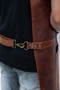 leather <b>apron</b> professional <b>apron</b> durable leather <b>apron</b> leather <b>apron</b> <b>bbq</b> grilling <b>apron</b> adjustable fit leather <b>apron</b> - Product Image 4
