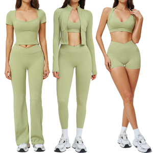 Ensemble de yoga 2 pièces en Spandex et Nylon respirant, ensemble de yoga 3 pièces en Spandex et Nylon, ensemble de yoga écologique en Spandex taille mi-haute - Product Image 2