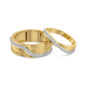 แหวนทองคำขาวประดับเพชรแบบ Eternity Band พร้อมสลักคำว่า "รัก" เครื่องประดับงานแต่งงานสุดโรแมนติกสำหรับทุกเพศ - Product Image 2