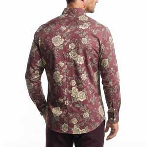 Chemise décontractée à manches longues pour homme WIZE INTERNATIONAL, imprimé floral, col boutonné, manches longues, style printemps - Product Image 2