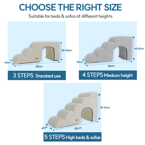 Escaleras Modernas Premium de 5 Peldaños para Perros con Túnel, Textil Gris, Espuma Viscoelástica Antideslizante, Accesorio para Mascotas Hecho en Corea para Uso en Interiores - Product Image 3