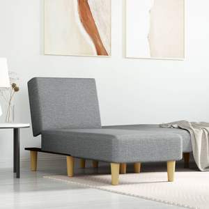 Chaise longue en tissu gris clair 100% polyester, durable et élégante avec structure en contreplaqué - Product Image 1