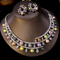 ASNORA – collier de luxe en zircone cubique pour femmes, ensemble de bijoux de mariée de Dubaï, accessoires de mariage X0662