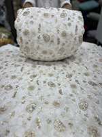 Tissu en dentelle brodée perlée pour robes de mariée, tenues de soirée, marques de mode, fabricants de vêtements, acheteurs mondiaux, commerce