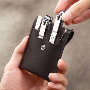 Ensemble de coupe-ongles et ciseaux professionnels en acier inoxydable noir personnalisé, mini, 4 pièces, kit de manucure et pédicure de voyage ANAAIF - Product Image 3