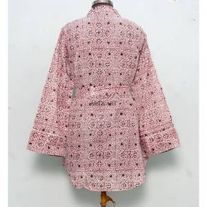 Luxury Indian Cotton Digital Printed Floral Pattern Evening Bridal V-Neck 3/4Sleeve Midi long shirt <b>Dress</b> for Women Eco-Friendly - Product Image 6