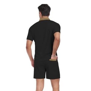 Conjunto de Camiseta Polo y Pantalones Cortos de Algodón Negro para Hombre, Venta al Por Mayor 2026, Ropa Casual de Verano, Transpirable, Tejido de Punto, Color Sólido - Product Image 2
