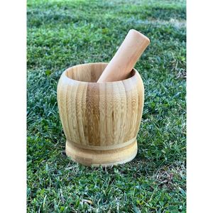 Mortero y Maja de Madera Natural de Mango, Molinillo de Masala para Cocinar, Herramientas para Hierbas y Especias - Product Image 4