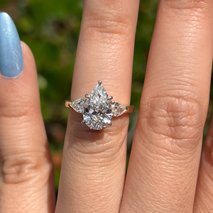 One Stone Pear Cut Lab-Grown Diamond Engagement Wedding <b>Ring</b> 2.20Carat Yellow <b>Gold</b> <b>14k</b> Party Gift Jewelry - Product Image 1