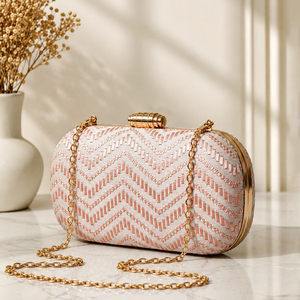 Blush Diamond Lattice Sequin Magnetic Sparkling Elegant Designer Embroidery Hand Strap <b>Clutch</b> Women <b>Wedding</b> Celebration - Product Image 2