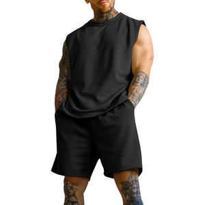 Conjuntos de camisas para hombre, estilo deportivo informal para exteriores, conjuntos de pantalones cortos holgados y cómodos de verano sin mangas a la moda - Product Image 4