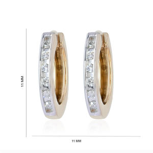 Pendientes de Aro Pequeños de Oro Amarillo de 14k con Diamantes Naturales, Hechos a Mano, Minimalistas, Regalo de Boda, Joyería Fina Unisex - Product Image 1