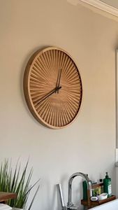 Round Wooden Battery Powered Rustic Quartz <b>Wall</b> <b>Clock</b> Natural Grain Needle Display Decorative Timepiece for Living Room <b>Kitchen</b> - Product Image 2