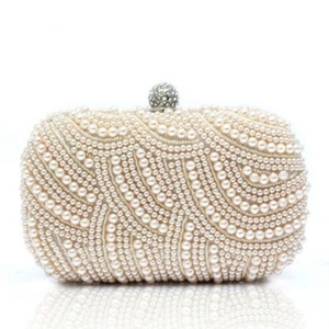 Modern Pearl Embellished Beaded Bridal Clutch Handmade Flower Crystal Evening Purse Custom <b>Wedding</b> Decoration Gift - Product Image 3