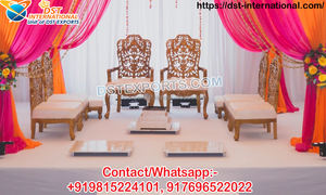 Juego de sillas Mandap de diseño moderno para bodas hindúes Juego de sillas Mandap de diseño elegante Juego de sillas de madera para matrimonio hindú Mandap UK - Product Image 4