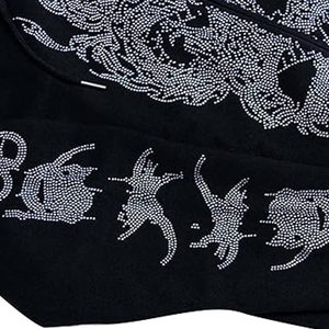 Sweat-shirt à capuche zippé noir surdimensionné pour homme, imprimé dragon en strass, streetwear, tissu tricoté, manches régulières, automne - Product Image 6