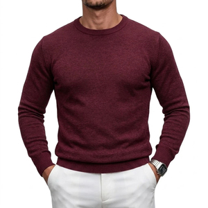 Pull en maille à manches longues pour homme, col rond intemporel, coupe décontractée, hauts en maille confortables, vêtements de bureau, t-shirts thermiques en maille - Product Image 3