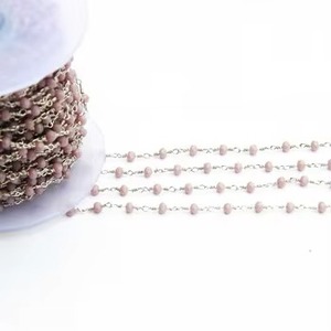 Cadena de Rosario de Piedras Preciosas de Piedra Lunar Melocotón Natural con Cuentas Hidroformadas, Collar de Piedra Lunar Bañado en Plata, Venta al por Mayor para Fabricación de Joyas - Product Image 2