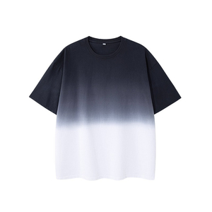 เสื้อยืดแขนสั้นผู้ชายทรงโอเวอร์ไซส์ไล่เฉดสี ผ้าฝ้ายป๊อปลิน 100% ระบายอากาศได้ดี สไตล์ลำลอง สตรีทแวร์สำหรับฤดูร้อน - Product Image 5