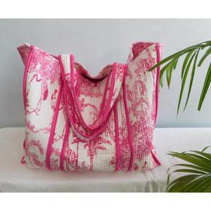 SR Exports Handmade Cotton Block Printed Tote <b>Bag</b> Zipper Closure Reusable Beach Shopping <b>Bag</b> <b>Boho</b> Indian Fashion Shoulder - Product Image 2