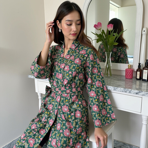 ชุดกิโมโนสำหรับผู้หญิงชุดเดรสขนาดใหญ่พิเศษลายดอกไม้มรดกของช่างฝีมือสำหรับสวมใส่ในชีวิตประจำวันใส่ได้หลากหลายขนาด - Product Image 3