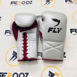 Gants de boxe d'entraînement en cuir de vachette véritable, équipement de sparring, bleu ciel et argent, combo bicolore, rembourrage durable - Product Image 3