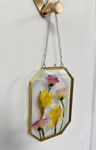 Cadre photo suspendu en laiton doré, double verre, pour fleurs pressées, décoration murale, présentoir botanique, support d'art - Product Image 1