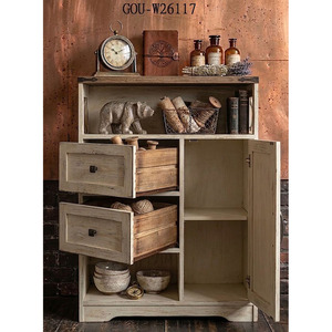 Meuble de rangement en bois style ferme rustique avec 2 tiroirs - Product Image 4