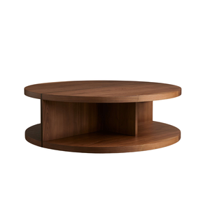 Mesa de Centro Redonda Moderna y Minimalista de Madera de Teca Sólida con Elegante Estante Abierto para Almacenamiento, Mueble Ahorrador de Espacio para Sala de Estar - Product Image 4