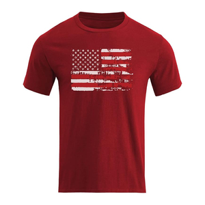 Green Short Sleeve T-<b>Shirt</b> With American Flag Print O-Neck Casual Regular Fit 100% Cotton Jersey Breathable - Product Image 4