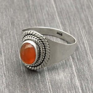 Handcrafted Natural Carnelian Gemstone <b>Ring</b> <b>Crafted</b> From Solid 925 Sterling Silver Handmade Wedding & Party Bohemian Jewelry - Product Image 1